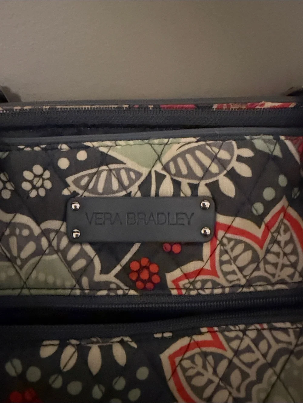 Vera Bradley Quilted Floral Laptop Tote - Navy, Coral and Mint